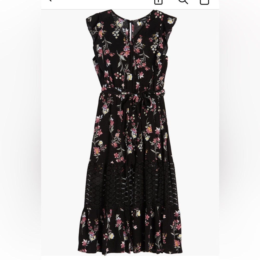 Zunie Kids Size 8 Floral Lace Inset Maxi Dress with shorts  like a romper
